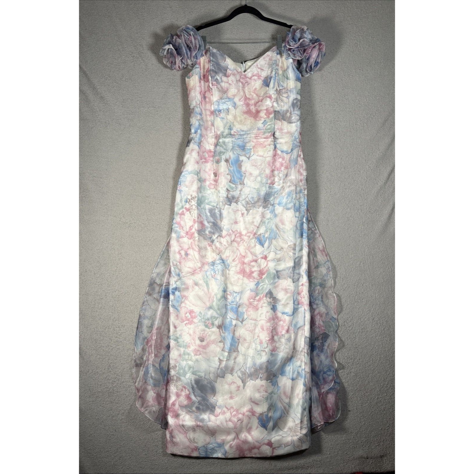 Jessica Mcclintock Bridal Sze L Chiffon Maxi Gown Floral Romantic Princess Fairy